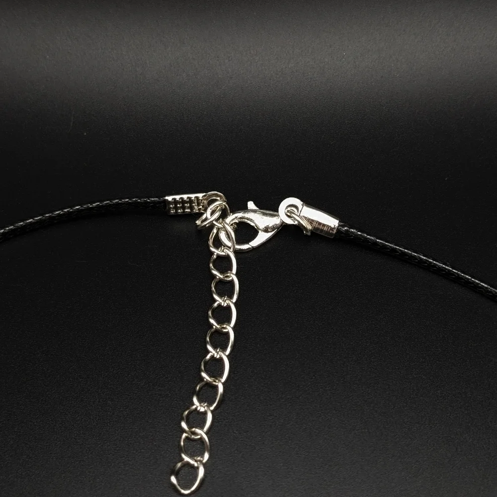BLACK Wooden Carved Bird Pendant with Beaded Accents on Black Cord Necklace - Picture 4 of 5